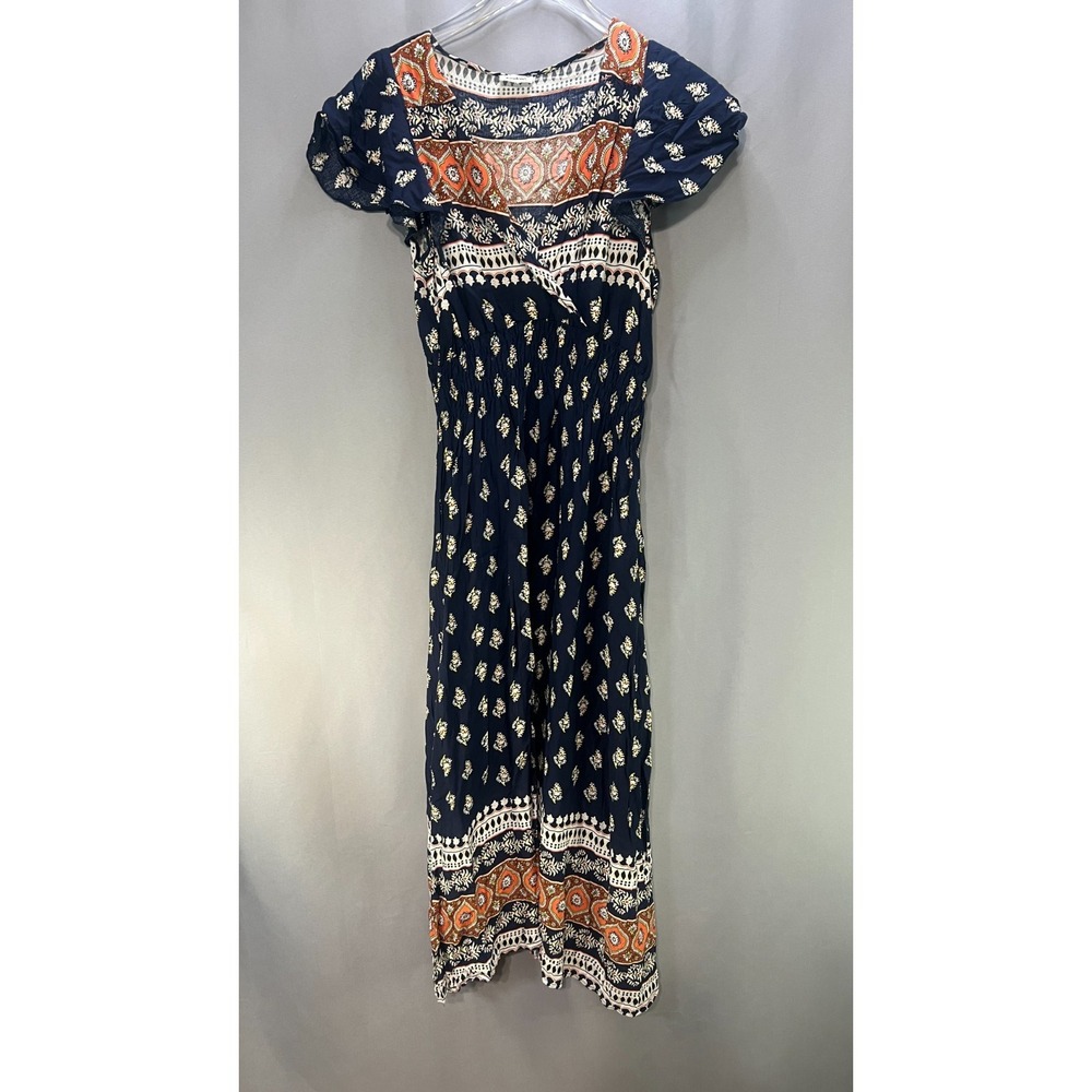 Kindred Maxi Dress Womens‎ Extra Large Multicolor Bohemian Surplice Neck Smocked